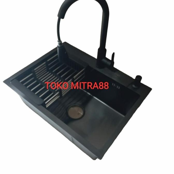 

PROMO KITCHEN SINK 6045 BLACK KOMPLIT SET TINGGAL PASANG