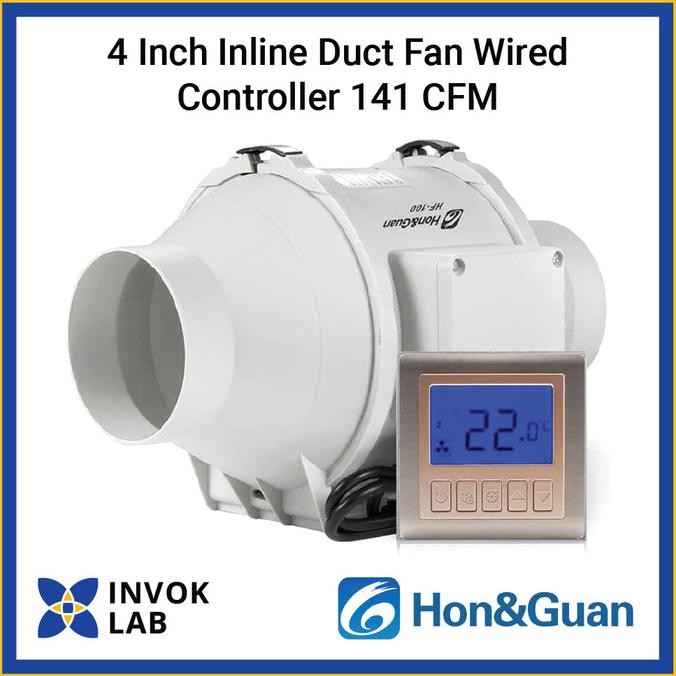 

PROMO HON&GUAN 4 INCH INLINE DUCT FAN WIRED SMART CONTROLLER 141 CFM