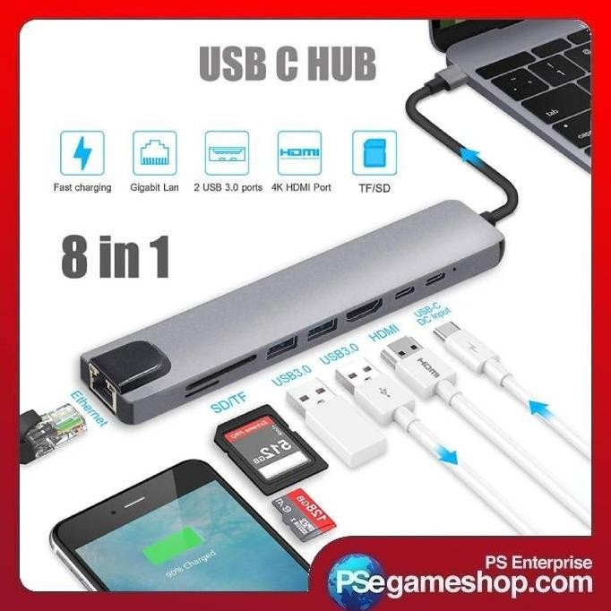 

PROMO ZEST CONVERTER HUB / USB HUB ADAPTER 8 IN 1 TYPE C TO USB C 4K HDMI