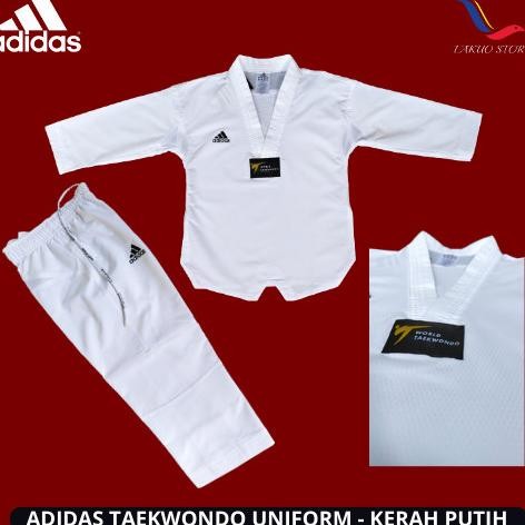 Dobok Adidas Elite Fighter / Uniform Taekwondo / Adidas Kerah Putih Original Terlaris