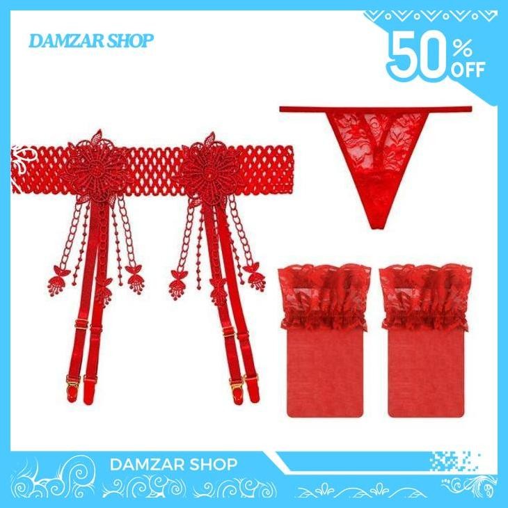 SEKSI OPEN CROTCH G STRING RENDA  SET STOCKING T11 KUALITAS TERBAIK
