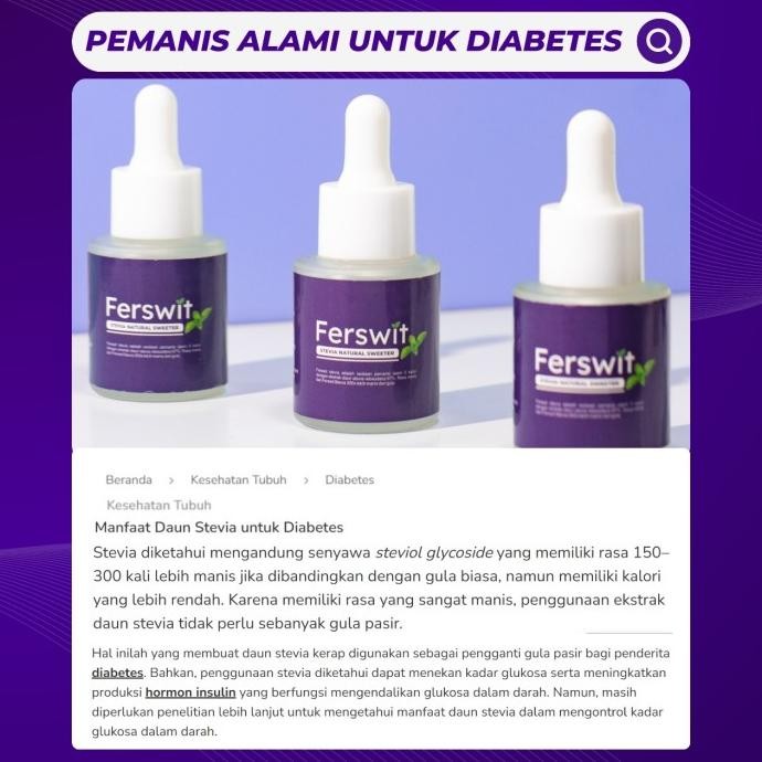 

Ferswit Pemanis Alami Gula Tetes Stevia Paket 5 Botol