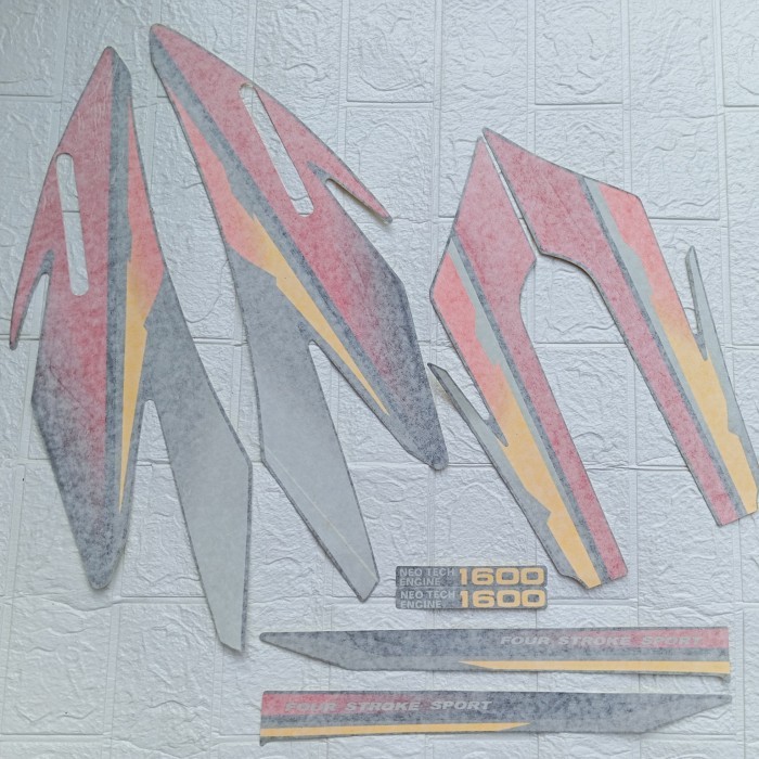 Striping lis body Honda GL pro neotech 1997 merah kuning laminasi NOS