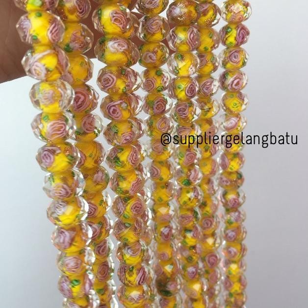 

Lampwork kristal Murano 14x12mm bahan crystal mawar kuning premium