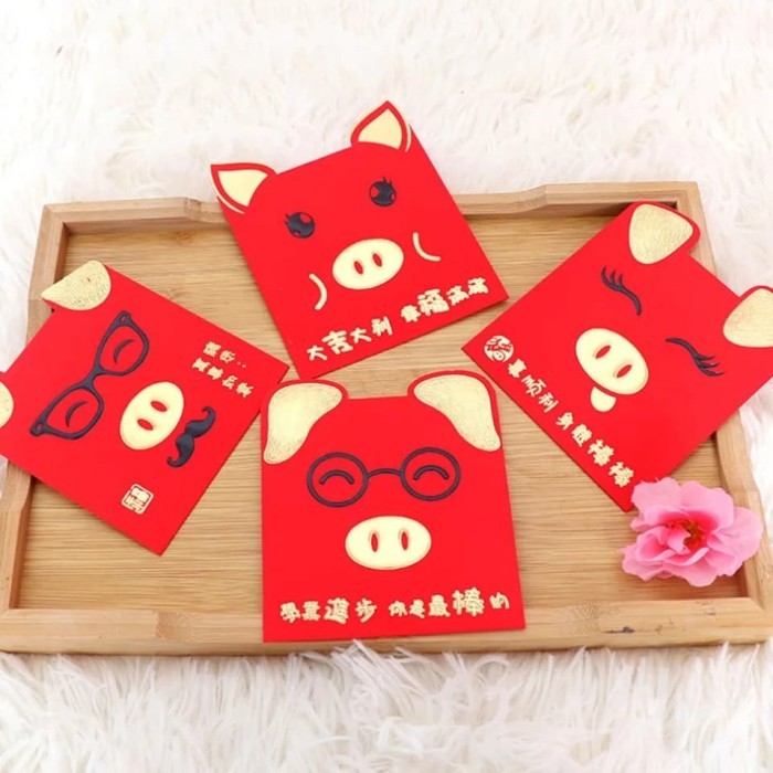 

Imlek 10 Pcs Chinese Pig New Year Red Envelope Hong Bao Lucky Money / Angpao Limited
