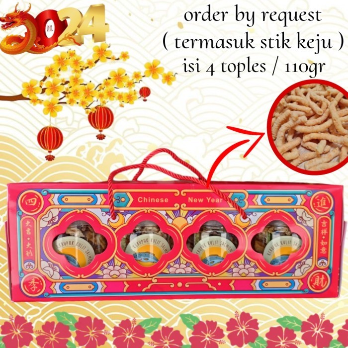 

Imlek Parcel Chinese New Year Hampers Snack Kerupuk Salmon dan Stik Keju Limited