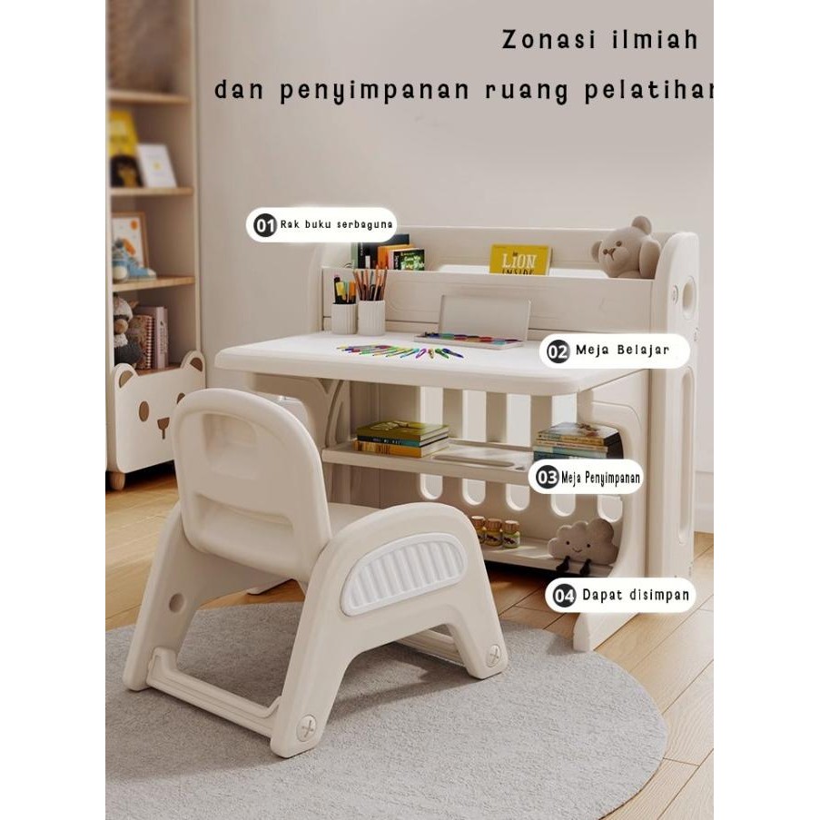 Promo Kursi Meja Belajar Rak Tulis Anak Bahan Plastik Pvc Aesthetic R2A1