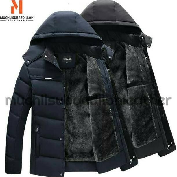 BISA COD Jaket Winter Coat Pria Musim Dingin Bulu Tebal