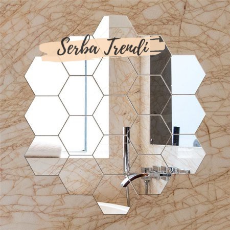 Stiker Cermin Dinding Segi Enam Tempel Sticker Kaca Hexagonal