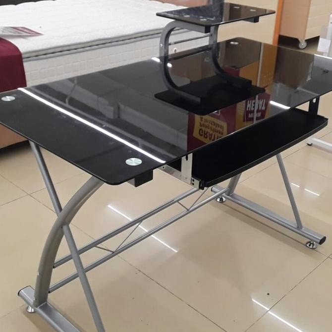 meja komputer hazel informa tempered glass