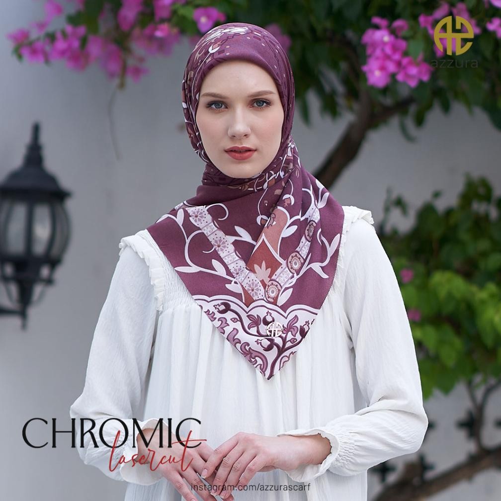 New Chromic 8 - [Lasercut] Azzura Scarf (Kerudung Segi Empat Serat Perancis Premium Wanita Muslim) S