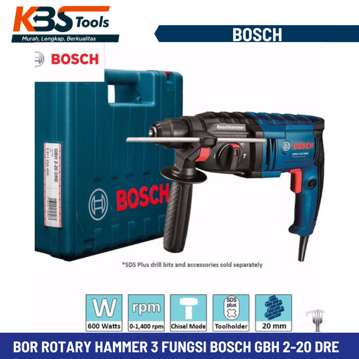 hanya disini] Bor Rotary Hammer BOSCH GBH 2 20 Dre - Bor Bobok Beton 3 fungsi 2-20