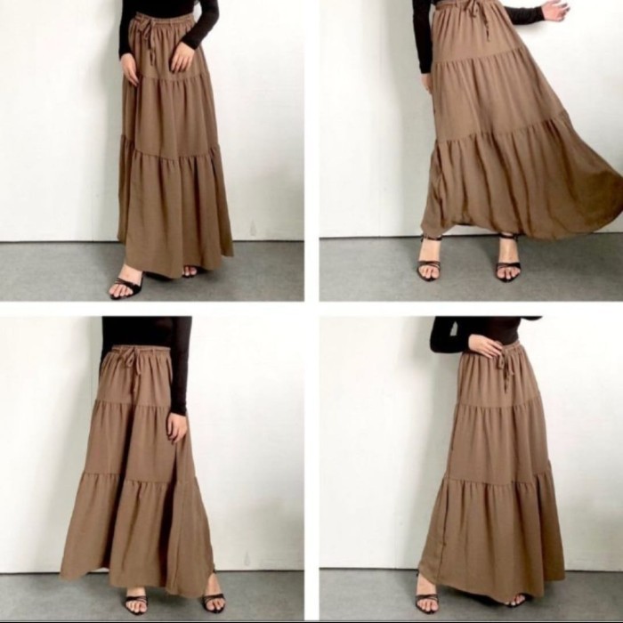 ROK KOREAN STYLE RUFFLE SKIRT ROK WANITA SUSUN CRINKLE AIRFLOW PREMIUM ROK MUSLIM PANJANG MAXI - COK