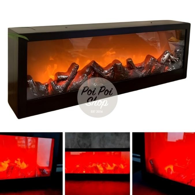 ><><><] Lampu Dekor LED Fireplace Minimalis Api Unggun Tungku Api Panjang Erope Dekorasi Rumah Dindi