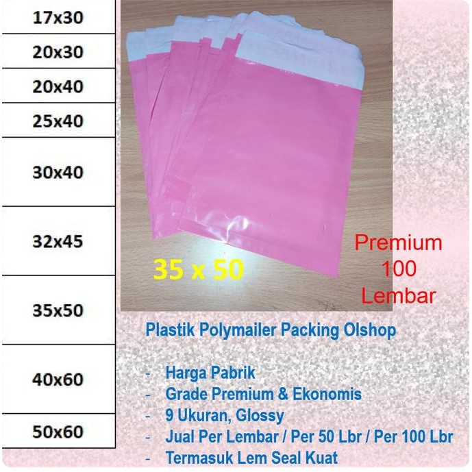 

Promo Premium Polymailer Pink 35x50 100 Lbr Amplop Plastik Packing Olshop COD