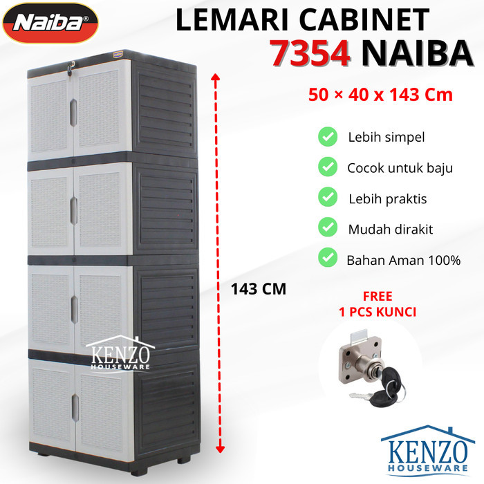 TERLARIS Lemari 2 3 4 5 Susun Plastik Baju Naiba Nandos Pakaian Mini Cabinet - 4 SSN NAIBA