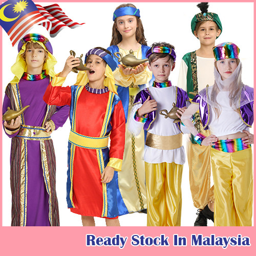 Kostum Pangeran Arab Aladdin untuk Anak-anak Kostum Fantasia Putri Adam Genie untuk Usia 4-8 Tahun |