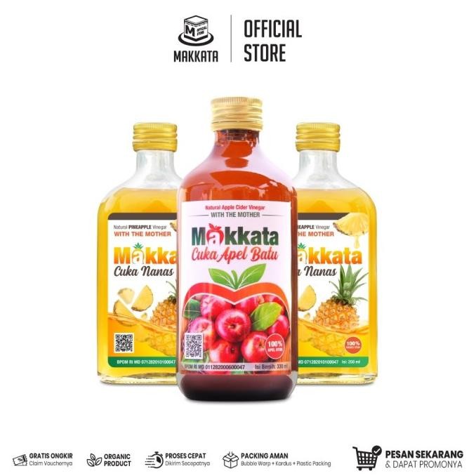 

New MAKKATA Paket Cuka Nanas & Cuka Apel Makkata Original Batu Malang Cuka Apel Organic With The Mother Original