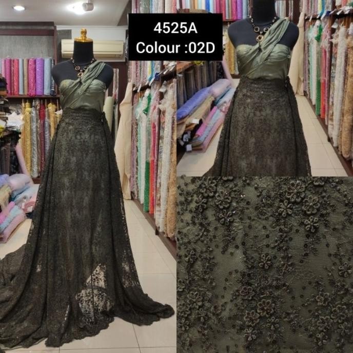 {{{{}}] Kain Tile Brokat Bunga Kecil 3D Timbul 4525A Army