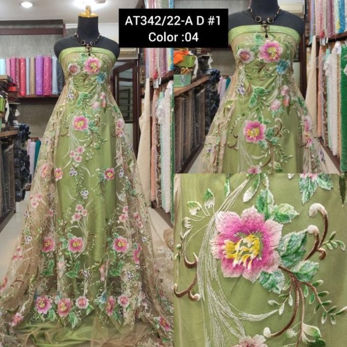 favorit] Kain Tile Brokat Valentino Multicolor 3D AT342 Hijau Sage