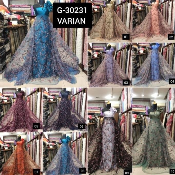 .........] kain Tile Brokat 3D Bunga Kecil G-30231 VARIAN