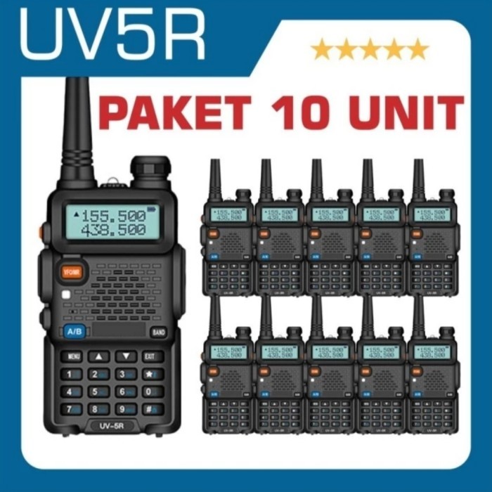 Paket 10 Unit HT BAOFENG BF-UV5R 8 Watt Walkie Talkie