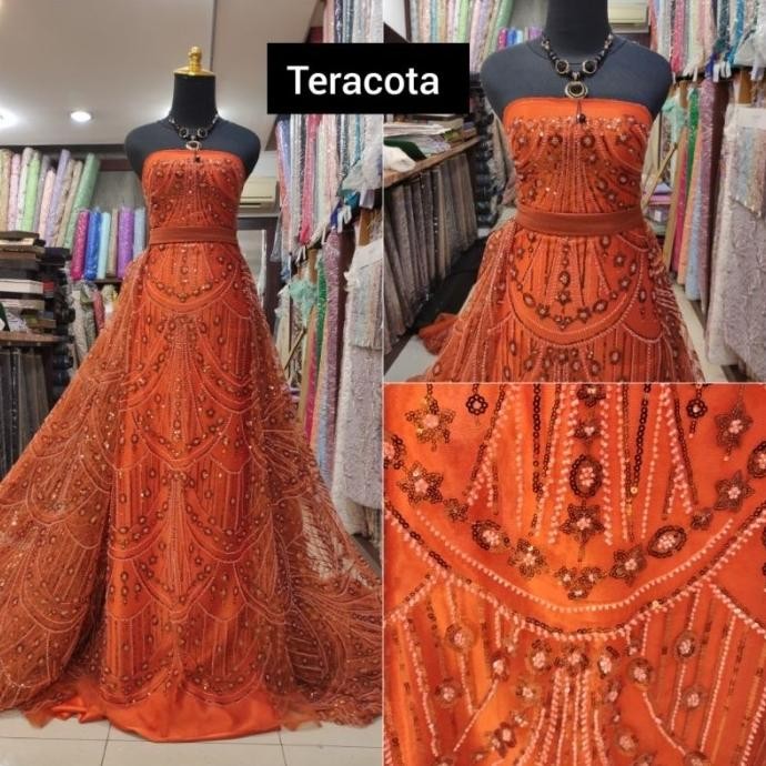 `````````] Kain Tile Ziad Nakad Sequin Dress Sapto Teracota