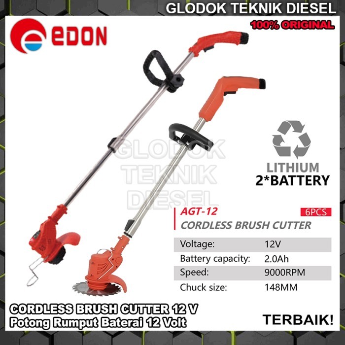Best Seller Edon Cordless Brush Cutter 12 V Mesin Potong Rumput Baterai Portable 12 Volt Agt-12