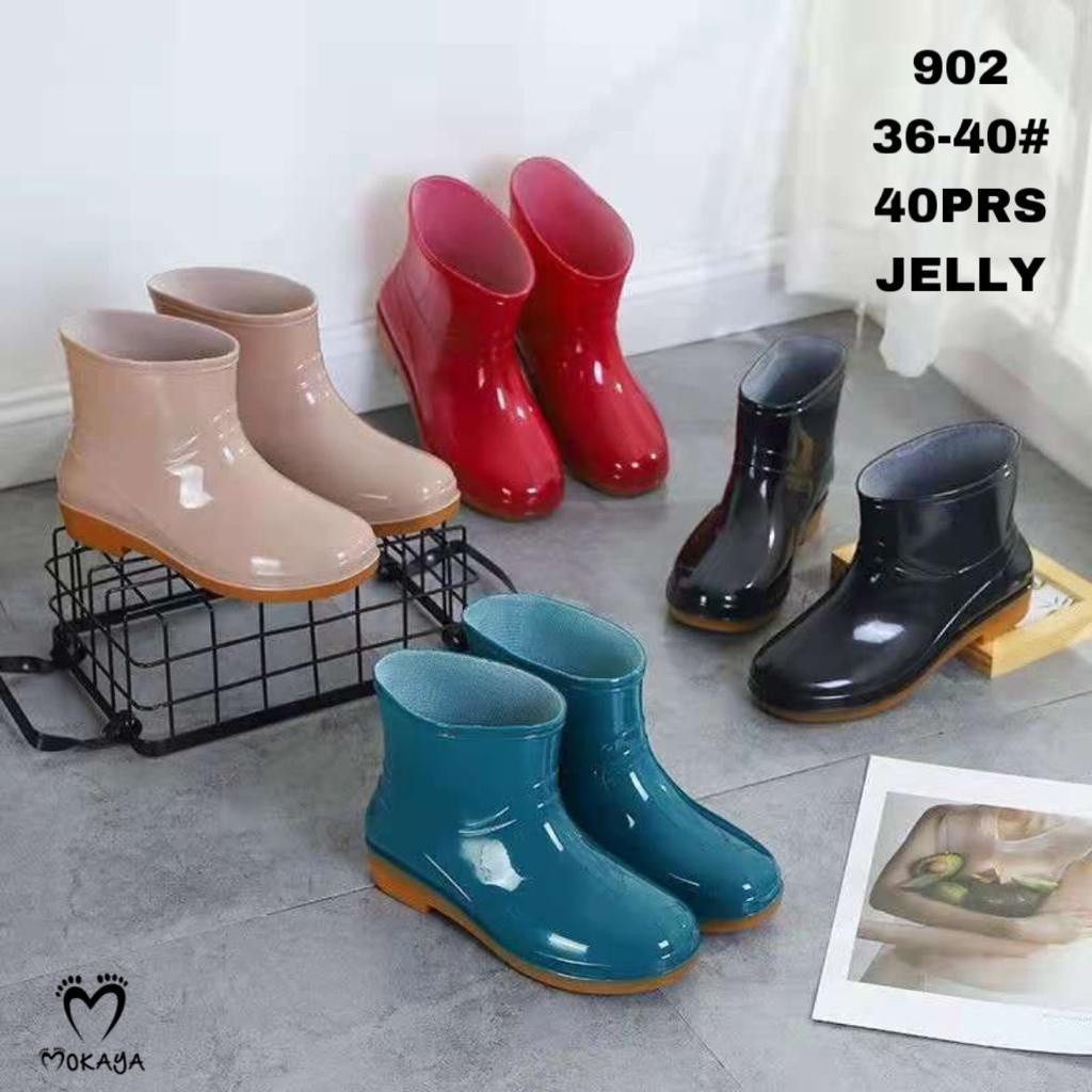 PROMO SEPATU WANITA  Sepatu Boot Karet Pendek Wanita Polos Glossy Anti Air Anti Slip Super Kece