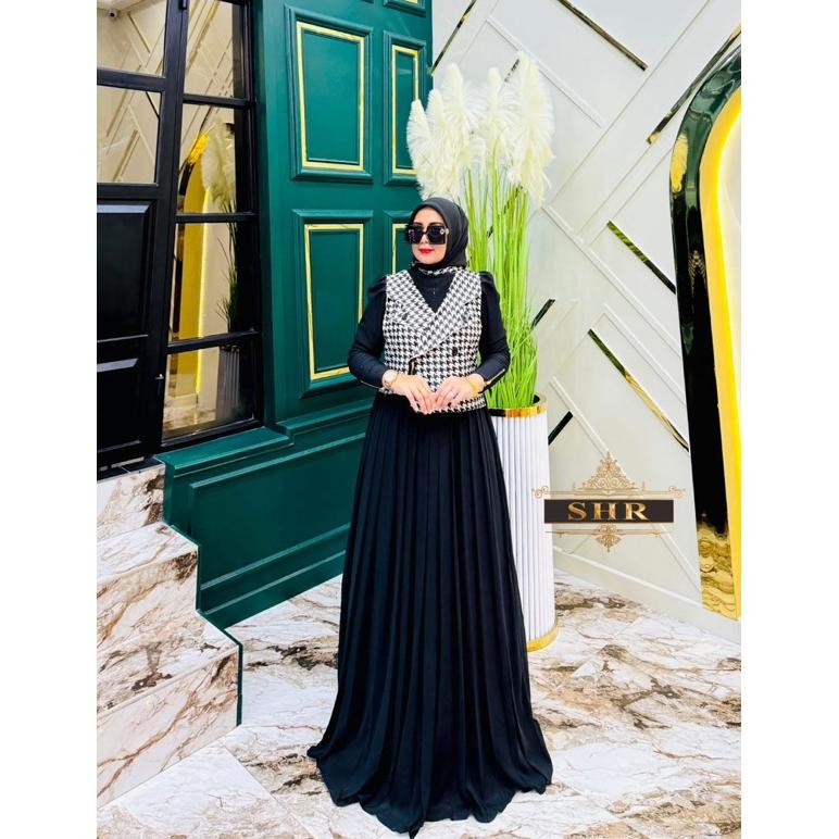 Shr Terbaru Ready Gamis Set Rompi Gamis Mimpi Manis Wanita Houndstooth Viral By Shr Full Ceruty Impo