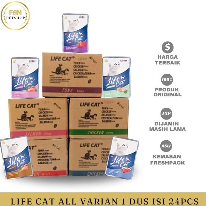 

MAKANAN BASAH KUCING LIFE CAT POUCH 1 DUS 24 PCS / WET FOOD SACHET ORIGINAL