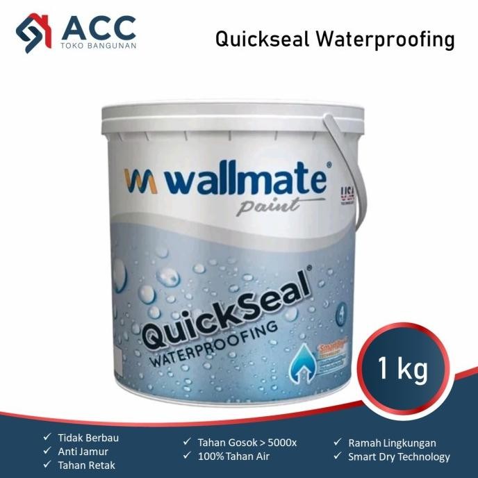 

WALLMATE QUICKSEAL CAT WATERPROOFING 1KG CAT KOLAM PELAPIS ANTI BOCOR ORIGINAL