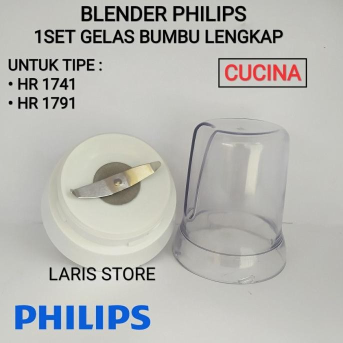 

Berkualitas Gelas Bumbu + Pisau Blender Philips Cucina 1set HR 1741 1791