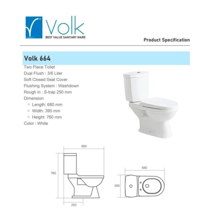 +++++] kloset duduk volk 664 closet putih wc