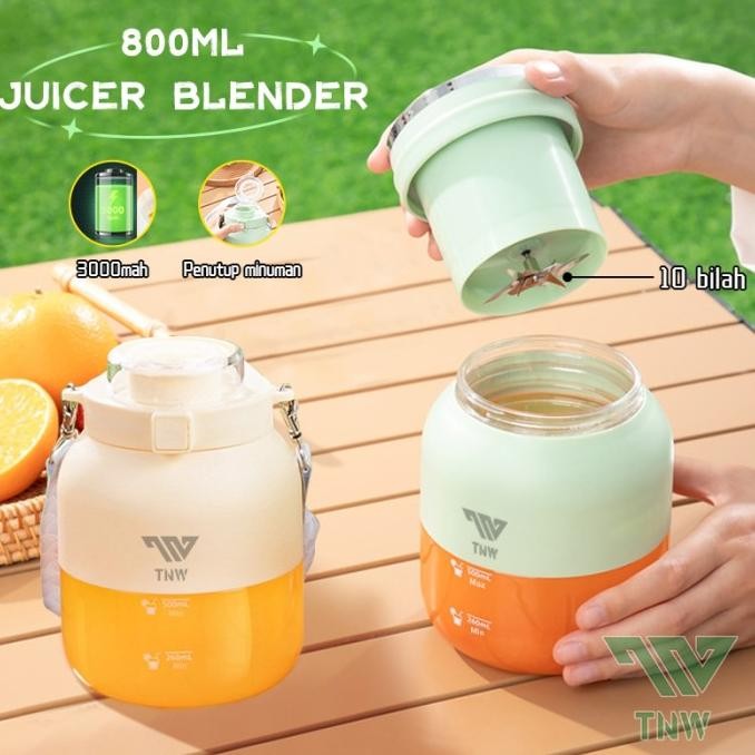 

Berkualitas TNW Juice Blender Portable 10 Pisau Belender Buah 800ml Juicer 3000mAh