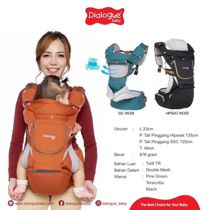 DIALOGUE BABY Gendongan Hipseat + SSC M-Shape Airlow 10 in 1 Prestige Series