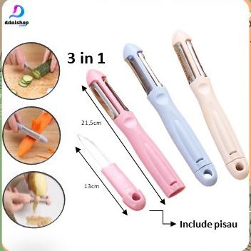 

Berkualitas Pisau Pengupas Buah dan sayuran Multifungsi 3 In 1 Stainless Steel