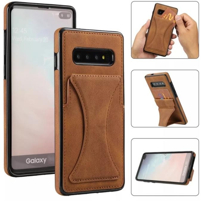 ori - samsung galaxy s10 plus + soft case casing cover kulit leather magnet