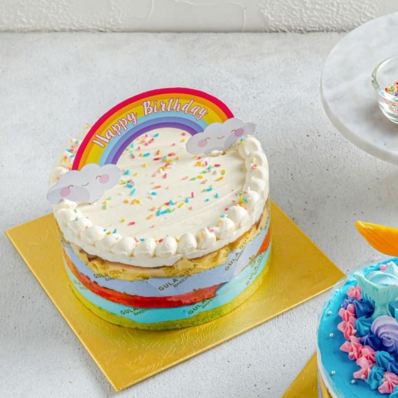 

Rainbow Cream Cheesecake Cake Ultah Enak 16 Cm