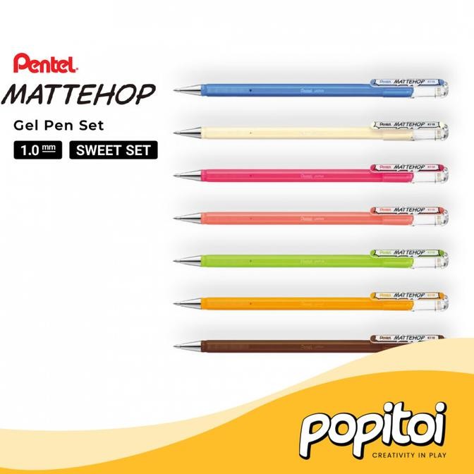 

Pentel Mattehop Gel Pen Set 1.0 mm Pulpen Warna Warni Vivid Pekat Matte Hop Decoration Dekorasi Marker