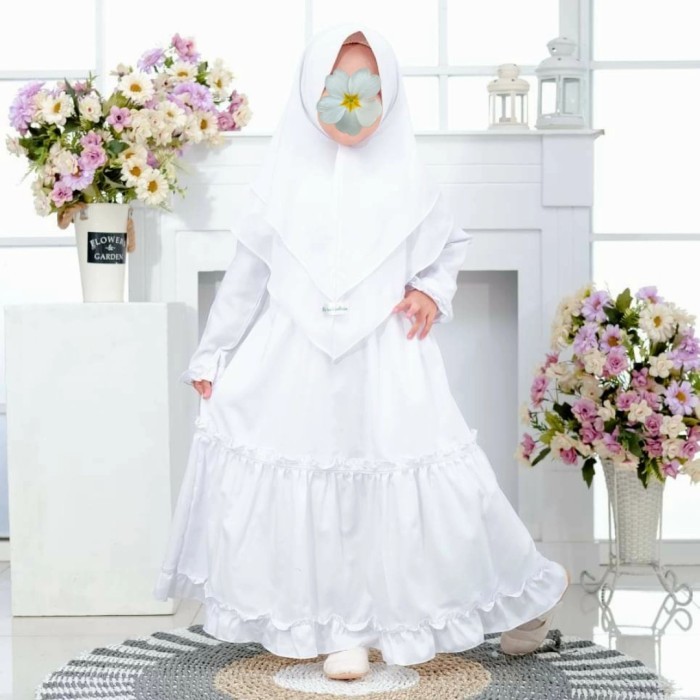 CUCI GUDANG Gamis Manasik Anak Gamis Putih Katun Toyobo
