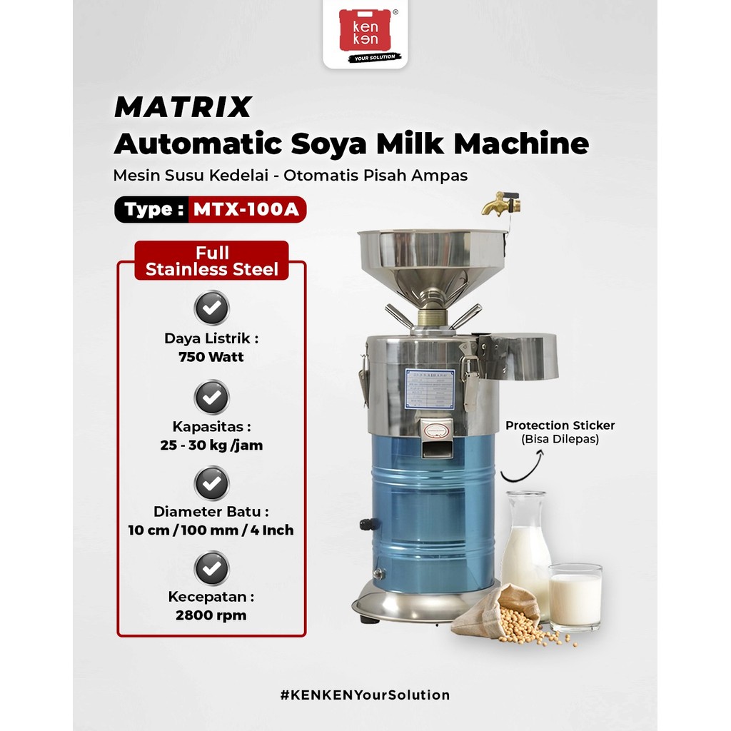 MATRIX Mesin Pembuat Susu Kedelai SY100C, Kapasitas 25-30 kg/jam, Dimensi 32x32x76 cm, Berat 19 kg