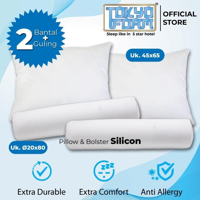 

TERSEDIA PAKET BANTAL & GULING SILICON 45 X 65 TOKYO FOAM (2 BANTAL + 2 GULING)
