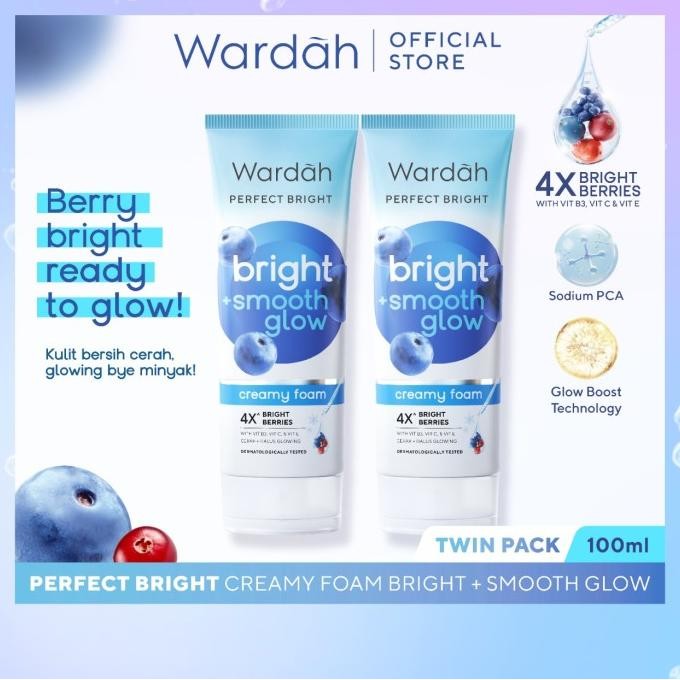 

TERSEDIA [TWINPACK] WARDAH PERFECT BRIGHT CREAMY FOAM BRIGHTENING + SMOOTHING GLOWING 100 ML - FACIAL WASH UNTUK SEMUA JENIS KULIT TERUTAMA KULIT KERING - MEMBERSIHKAN DENGAN LEMBUT - CERAH, SEHAT, GLOWING, LEBIH KENYAL, HALUS