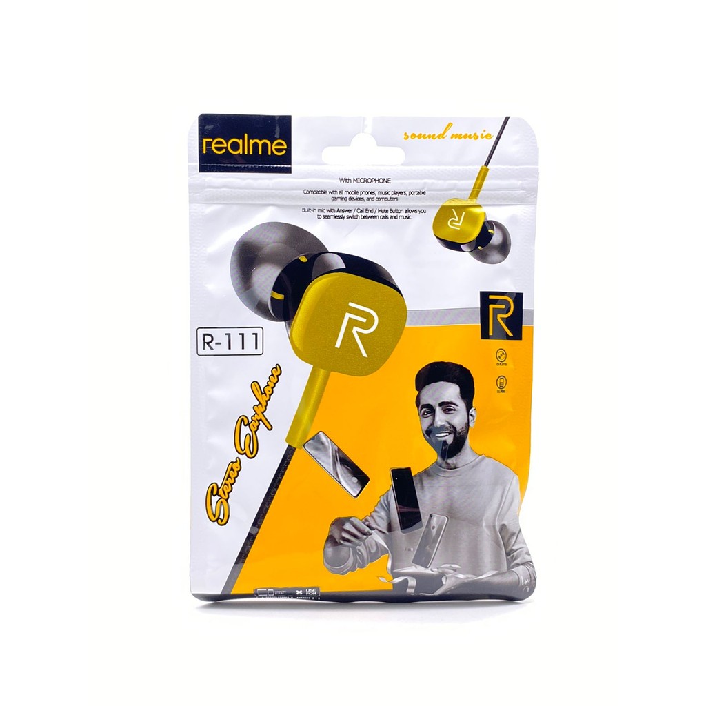 Headset Earphone HF REALME R111/R-111 Full Bass + Microphone Extra stereo music