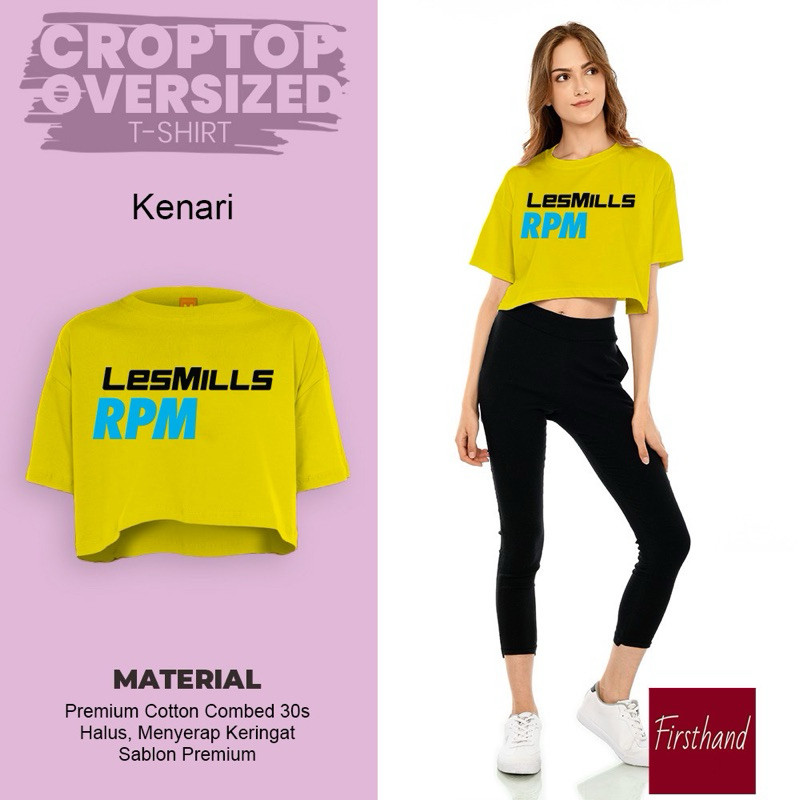 Kaos LesMills RPM Baju RPM Crop Top Oversize Wanita Cewek Atasan Tee Oversize
