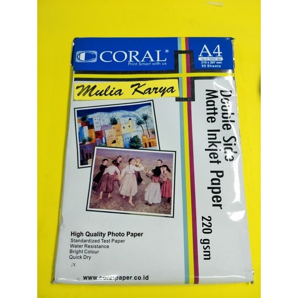 

Terlaris Kertas Print A4 220 Gram Isi 50 Lbr 2 Muka Double Side Inkjet Paper New