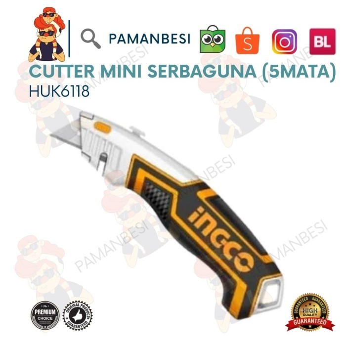 

CUTTER MINI SERBAGUNA (5MATA) / PEMOTONG KERTAS / PISAU INGCO HUK6118 BERKUALITAS Kode 193