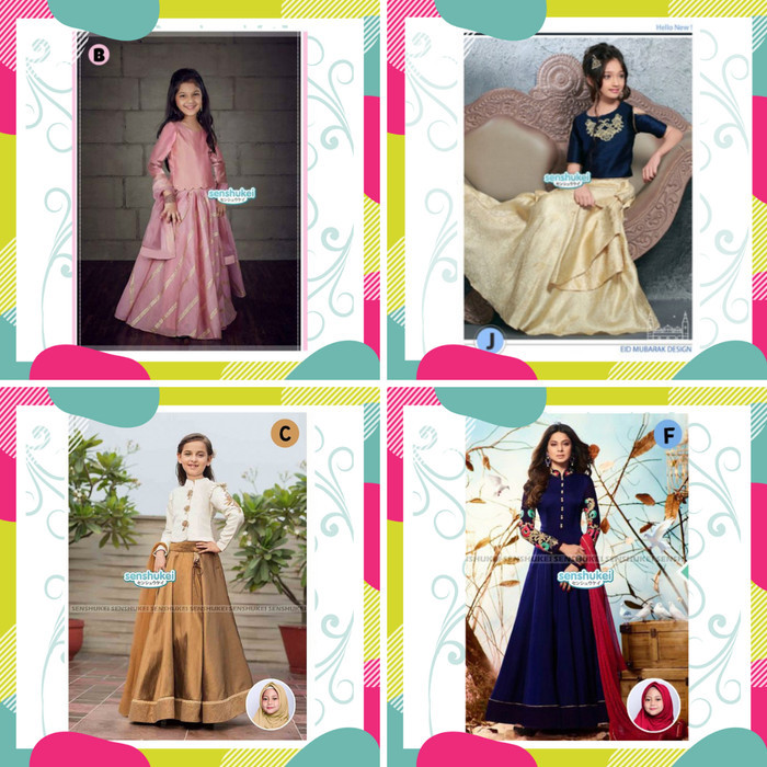 TERLENGKAP Baju India Anak Perempuan Import 2-13 Tahun Set Muslim Gamis India 1