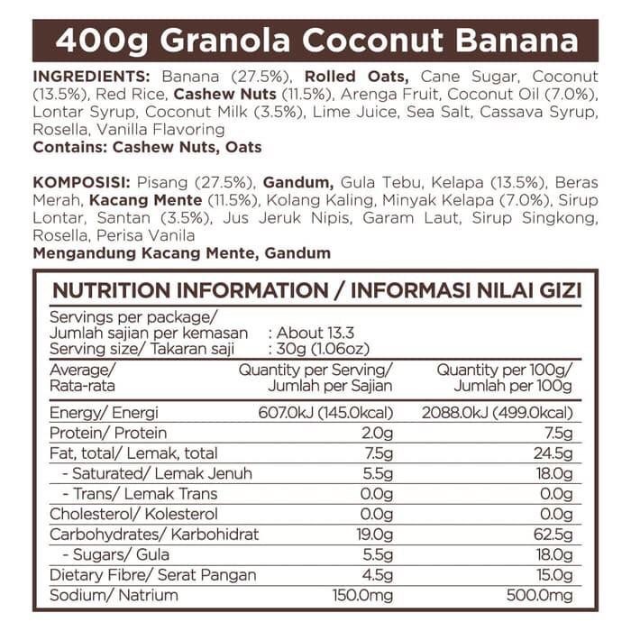 

East Bali Cashews Granola Coconut Banana 400Gr